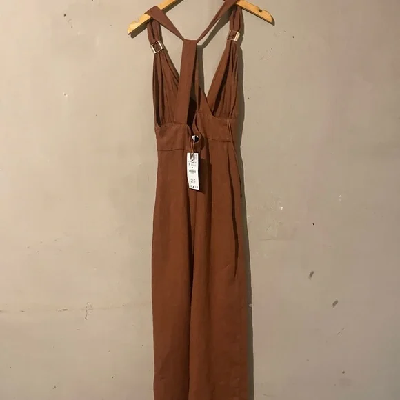 100% LINEN MIDI DRESS - Picture 12 of 12